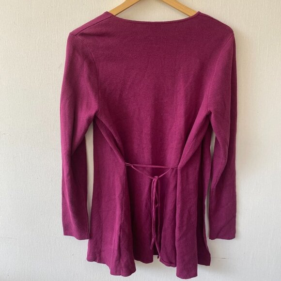 Chicos Cardigan Womens Size XS Chicos 0 Purple Tie Long Line - Picture 5 of 5